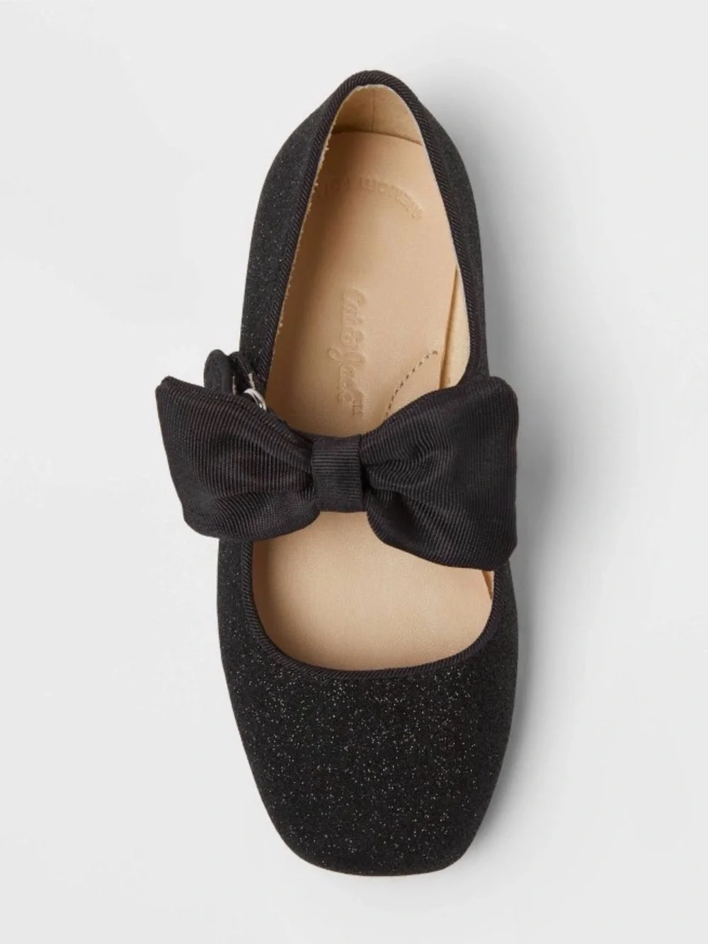 Toddler Girls Cat & Jack Black Glitter Bow Mary Jane Shoes